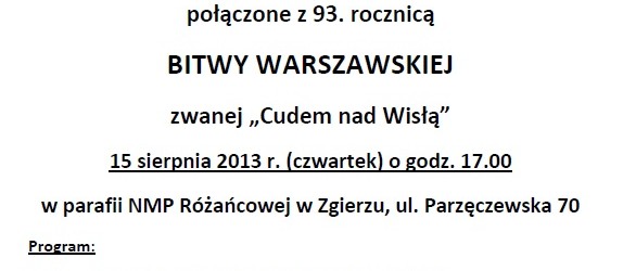 Zgierz – uroczyste obchody Święta WNMP połączone z 93. Rocznicą Bitwy Warszawskiej…