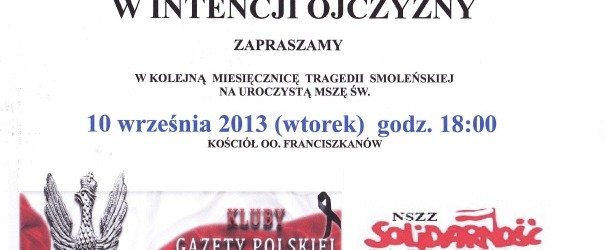 Kalisz – Msza św. za Ojczyznę i wszystkie Ofiary tragedii smoleńskiej, 10 września, g. 18