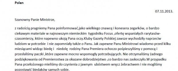 Pan minister Sławomir Nowak i zegarki w tygodniku Focus