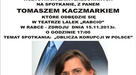 Rabka Zdrój – spotkanie z Posłem PiS Tomaszem Kaczmarkiem, 15 listopada, g. 17
