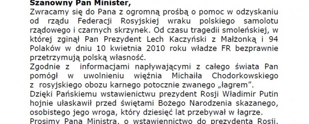 Kluby „Gazety Polskiej” upominają się o wrak Tu-154M i proszą o pomoc międzynarodową