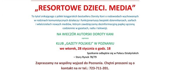Powidz – wyjazd do Poznania na spotkanie z Dorotą Kanią,28 stycznia,…