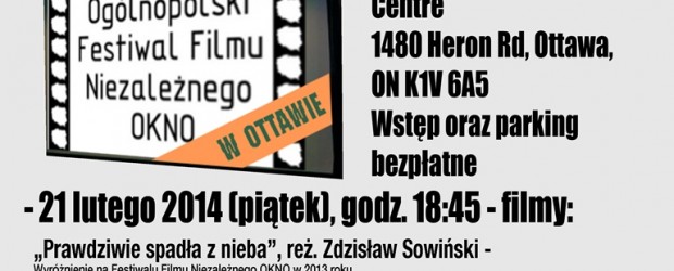 Ottawa (Kanada) – Objazdowe Kino Niezależne Okno, 21 lutego, g. 18.45,
