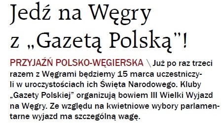 GPC – Jedź na Węgry z „Gazetą Polską”!