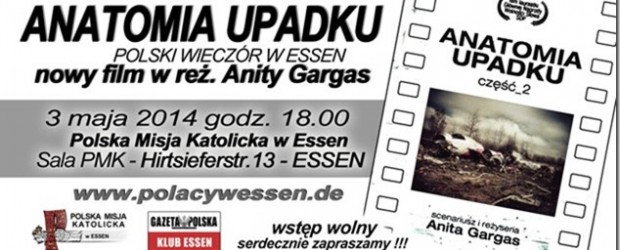 Essen – projekcja filmu red. Anity Gargas pt. “Anatomia upadku cz. 2”, 3 maja…