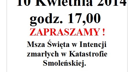 Rabka-Zdrój –  Msza św. w intencji Ofiar tragedii smoleńskiej, 10 kwietnia