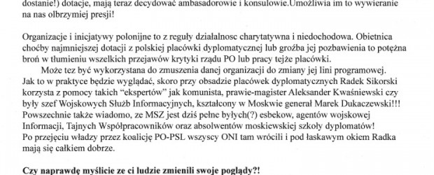 Biuletyn Klubu „Gazety Polskiej” w Toronto rozprowadzany wśród Polonii.