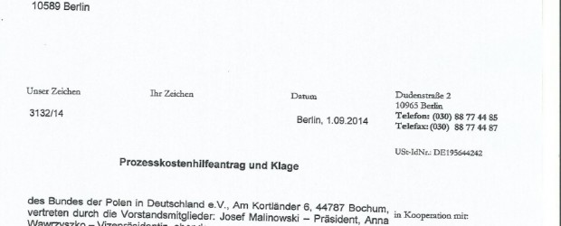 Berlin Landgericht 1.09.2014; 4:40 rano-złożenie pozwu