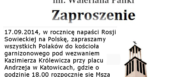 Katowice-Koszutka:  Msza Św. w intencji Obrońców Ojczyzny, 17 września