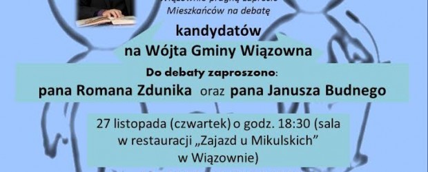 Wiązowna – debata kandydatów na Wójta Gminy Wiązowna, 27 listopada
