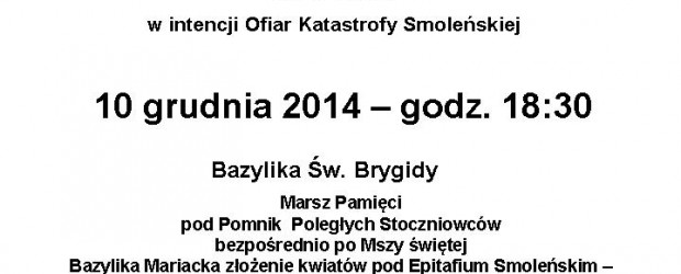 Gdańsk II – Msza św. w intencji Ofiar tragedii smoleńskiej, 10 grudnia