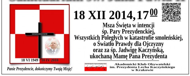 Kraków – Msza św. w intencji Ofiar tragedii smoleńskiej, 18 grudnia