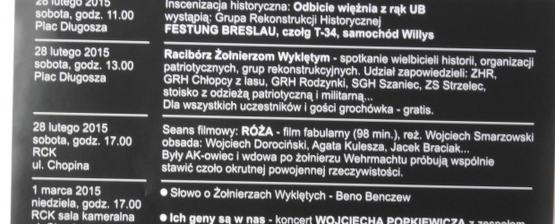 28 lutego-16 marca – obchody Narodowego Dnia Żołnierzy Wyklętych w Raciborzu