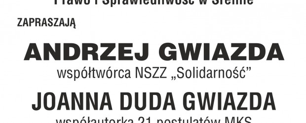 Śrem – spotkanie z Joanną i Andrzejem Gwiazdami nt. „ Geneza NSZZ Solidarność”, 4 marca