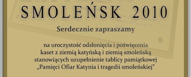 Kalisz – uroczystość odsłonięcie i poświęcenia kaset z ziemią katyńską i ziemią smoleńską, 9-10 kwietnia
