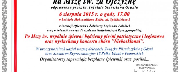 Tczew – Msza św. w intencji Oficerów i Żołnierzy Legionów Polskich oraz w intencji nowego Prezydenta RP Andrzeja Dudy, 6 sierpnia