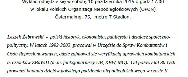 Sztokholm – spotkanie z Leszkiem Żebrowskim, 10 października