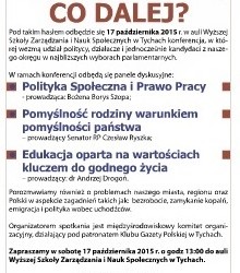 „TYCHY, POLSKA I CO DALEJ?” – konferencja, 17 października