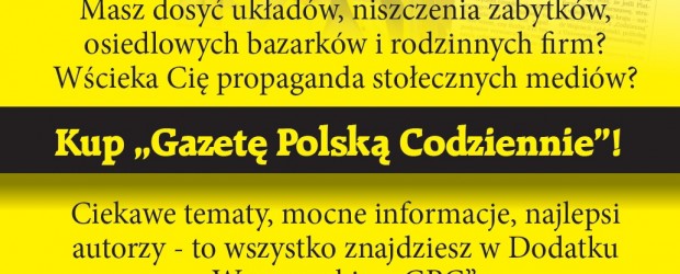 Ogłoszenie: Dodatek Warszawski w „GPC”, spotkanie z red. nacz. Tomaszem Sakiewiczem, 25 lutego