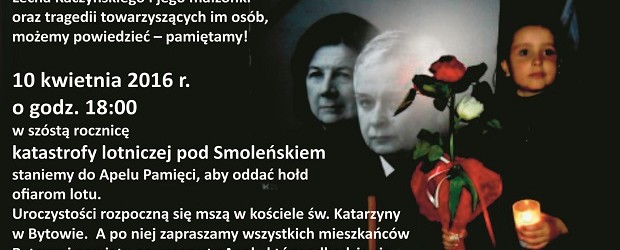 Klub Bytów zaprasza na obchody 6 rocznicy tragedii smoleńskiej