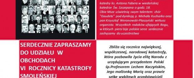 Wiedeń II: uroczystości upamiętnienia VI rocznicy tragedii smoleńskiej