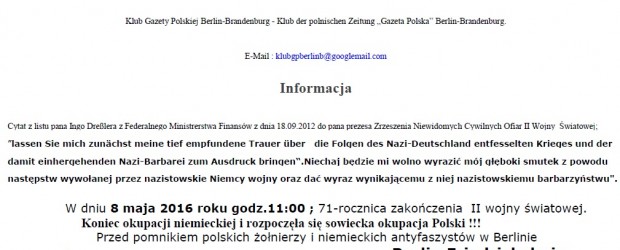 Berlin Brandenburg – uroczystości 71-rocznicy zakończenia  II wojny światowej, 8 maja
