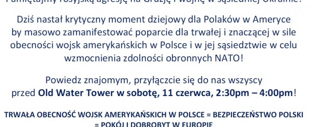 Chicago – manifestacja o Wsparcie Bezpieczeństwa Polski i Europy Wschodniej, 11 czerwca, g. 2.30PM-4.00PM