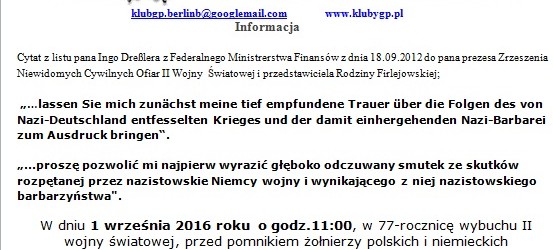 Berlin Brandenburg – 77-rocznica wybuchu II wojny światowej,1 września