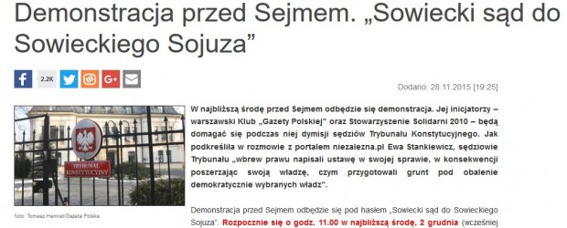 Demonstracja przed Sejmem. „Sowiecki sąd do Sowieckiego Sojuza”