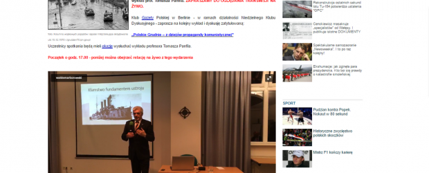 Transmisja na niezalezna.pl ze spotkania z prof. Tomaszem Panfilem w Niedzielnym Klubie Dyskusyjnym / Klubie GP w Berlinie (wideo)