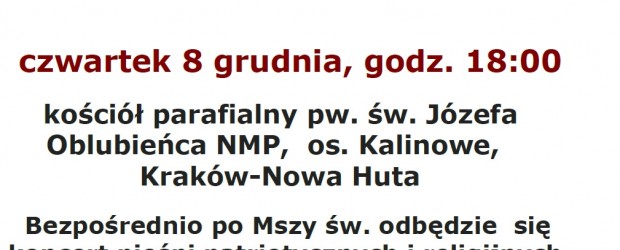 Kraków – Msza św. w intencji Ojczyzny oraz Ofiar stanu wojennego, 8 grudnia
