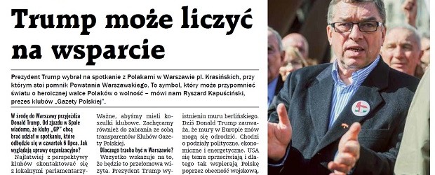 Trump może liczyć na wsparcie – WYWIAD Z RYSZARDEM KAPUŚCIŃSKIM, prezesem klubów „GP”, rozmawia Jacek Liziniewicz