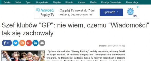 Szef klubów „GP”: nie wiem, czemu „Wiadomości” tak się zachowały