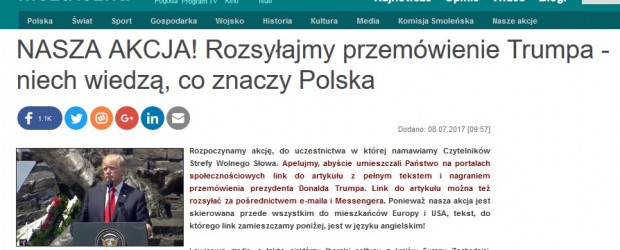 NASZA AKCJA! Rozsyłajmy przemówienie Trumpa – niech wiedzą, co znaczy Polska