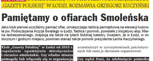 Łódź: Pamiętamy o Ofiarach Smoleńska