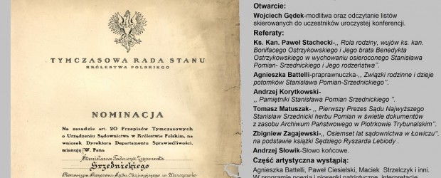 Łowicz – konferencja “Stanisław Pomian-Srzednicki – twórca polskiego sądownictwa”, 27 września