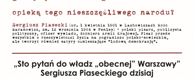 Elbląg II –  wystawa poświęcona  pisarzowi, żołnierzowi AK Sergiuszowi Piaseckiemu, 27 października