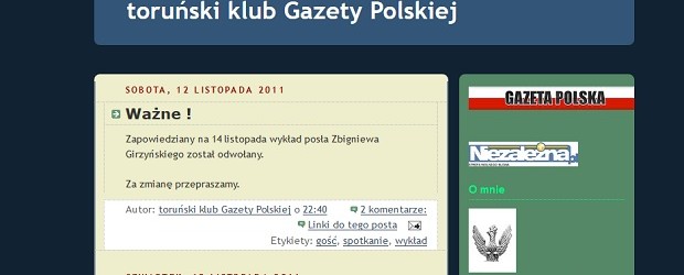 Archiwum wydarzeń Klubu „Gazety Polskiej” w Toruniu