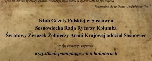 Sosnowiec: Zaproszenie – Msza Św w intencji Żołnierzy Wyklętych 1.03.2018