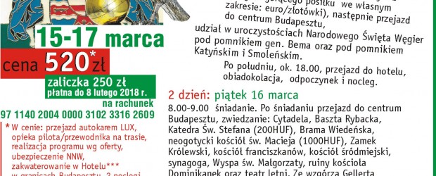 Knurów: Organizujemy wyjazd na Węgry.
