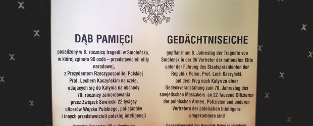 Hamburg (Niemcy): Zaproszenie na odsłonięcie tablicy i posadzenie „Dębu Pamięci”