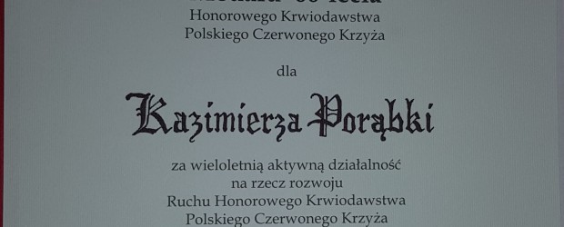Gliwice: członek Gliwickiego Klubu GP został odznaczony medalem 60 lecia Honorowego Krwiodawstwa PCK.