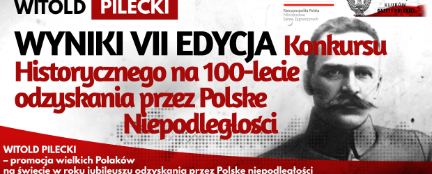 WYNIKI KONKURSU: WITOLD PILECKI – VII EDYCJA Konkursu Historycznego na 100-lecie odzyskania przez Polskę Niepodległości