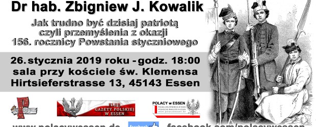 Essen: Zaproszenie na spotkanie z dr hab. Zbigniewem J. Kowalik 26 stycznia godz. 18:00