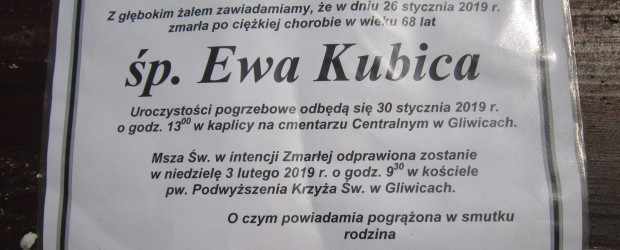 Gliwice: Wspomnienie o św. p.  Ewie Kubicy