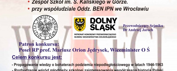 Góra Śląska: Zaproszenie – IV Powiatowy Konkurs „Żołnierze Wyklęci” 1 marca