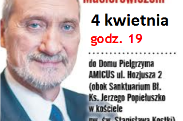 Warszawa Bielany-Żoliborz: – Zaproszenie na spotkanie z ministrem Antonim Macierewiczem. 4 kwietnia godz. 19:00