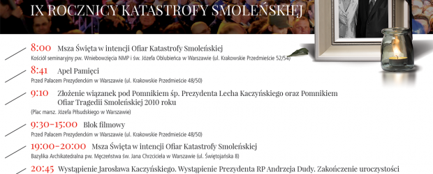 Program Obchodów IX Rocznicy Katastrofy Smoleńskiej