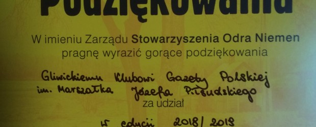 Gliwice – Podziękowania dla Klubu GP w Gliwicach