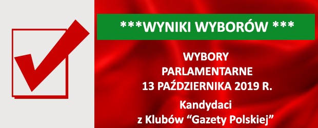 [WYNIKI WYBORÓW] Wybory parlamentarne 13 października 2019r. – Kandydaci z Klubów „Gazety Polskiej”